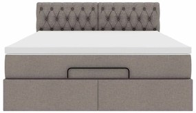 Cama otomana com colchão 140x200 cm tecido cinza