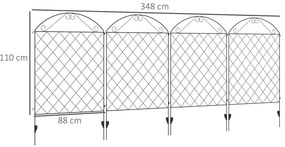 Cercas de Jardim de 4 Painéis 88x110 cm Cercas de Jardim Metálicas Cer