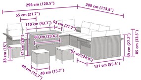 Conjunto de Sofá para Jardim com Almofadas VidaXL de 14 Peças Cinza Ra