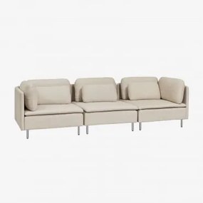 Sofá Modular De 3 Peças Oriol Tecido Creme Bege - Sklum