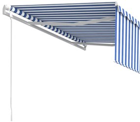 Toldo retrátil automático com estore 4,5x3 m azul e branco