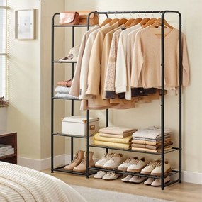 Guarda roupa aberto com prateleiras 29 x 112 x 158,4 cm, preto