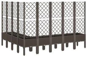 Vaso/floreira de jardim c/ treliça 200x160x142 cm PP castanho