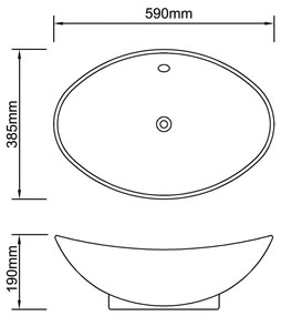 Lavatório cerâmico oval preto 59 x 38,5 cm