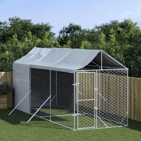 vidaXL Canil de exterior com teto 2x6x2,5 m aço galvanizado prateado