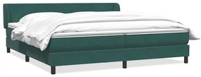 vidaXL Cama com molas/colchões 180x210 cm veludo verde-escuro