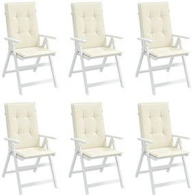 Almofadões para cadeiras altas de jardim 6 pcs tecido creme