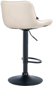 Banco alto em couro sintético com estrutura preta 85-106 x 49 x 51 cm cor creme