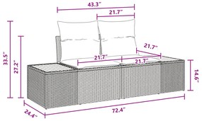 Conjunto de Jantar de Jardim de 7 Peças com Almofadas Cinza em Rattan