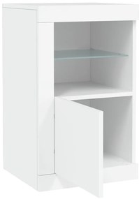 Móveis de apoio c/ luzes LED 2 pcs derivados de madeira branco