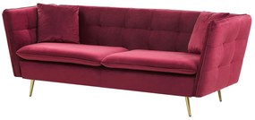 Sofá de 3 lugares em veludo vermelho escuro FREDERICA Beliani
