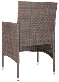 4 pcs conjunto de cadeiras e bancos de jardim vime PE castanho