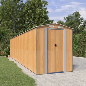 vidaXL Abrigo de jardim 192x855x223 cm aço galvanizado castanho
