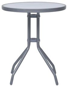 Mesa de jardim 60 cm aço e vidro cinzento-claro