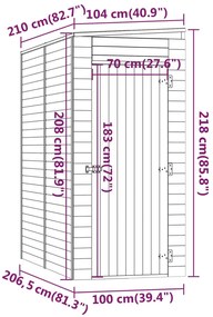Abrigo de arrumação para jardim 100x210x218 cm pinho impregnado