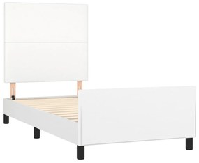 Estrutura cama c/ cabeceira 100x200 cm couro artificial branco