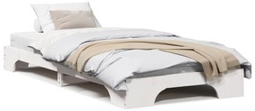 Estrutura de Cama Branca Madeira de Pinho Sólida 90 x 190 cm