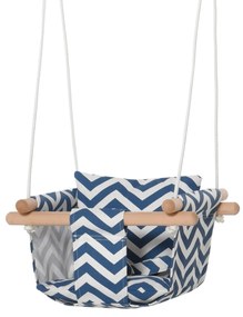 Outsunny Balanço de bebê ajustável em altura com cinto de segurança interno e externo máx. 80 kg Madeira 40x40x180 cm Azul e Branco