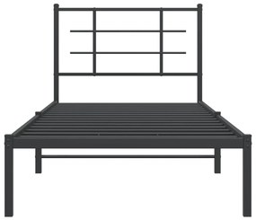 Estrutura de cama com cabeceira 90x200 cm metal preto