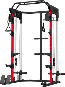 SPORTNOW Máquina de Musculação com Sistema de Roldanas Ajustável Barra de Elevações e Estação de Fundos 168x128x215 cm Preto | Aosom Portugal