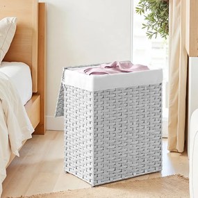 Cesto para roupa suja em Polyrattan 46 x 33 x 60 cm Branco