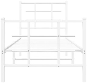 Estrutura de cama com cabeceira e pés 75x190 cm metal branco