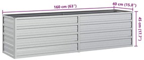Canteiro elevado de jardim 160x40x45cm aço galvanizado prateado
