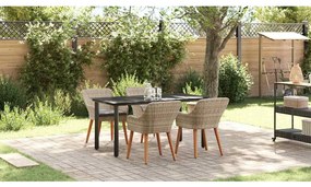 Conjunto de sala de jantar 5 pcs Cinza claro e preto