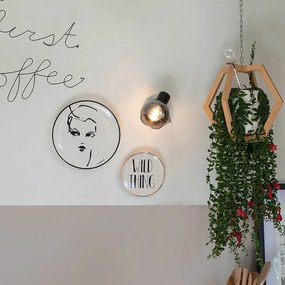 Foco de teto inteligente preto com vidro fumado, Wi-Fi P45 - Vidro