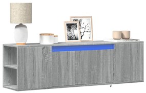 Móvel de parede p/ TV c/luzes LED 135x31x39,5cm cinzento sonoma