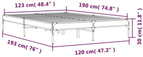 Estrutura de cama 120x190 cm derivados madeira/metal