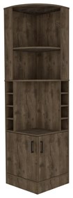 Móvel de bar garrafeira de Canto Andorra com suporte de Copos, a 180,6 cm a x 46,9 cm e x 46,9 cm p, cor noz