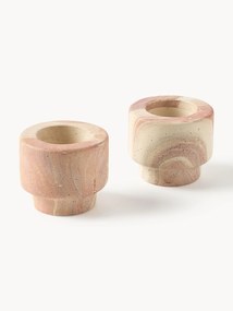 Suporte para velas com aspeto de mármore Kiko, conjunto de 2