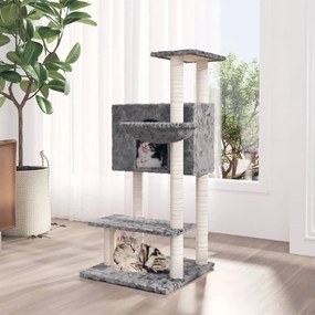vidaXL Árvore para gatos c/ arranhadores sisal 108,5 cm cinza-claro