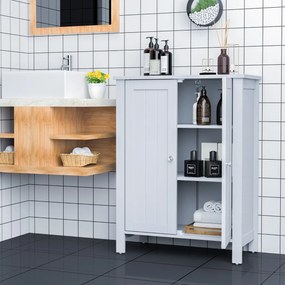 Armário de armazenamento de piso para banheiro com porta dupla e prateleira ajustável - branco
