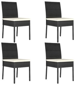 vidaXL Cadeiras de jantar para jardim 4 pcs vime PE preto
