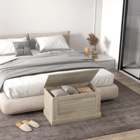 Caixa de arrumação 80 x 40 x 45 cm caixa para brinquedos, com dobradiça de segurança, para sala de estar, em cor madeira natural