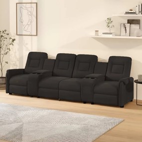 vidaXL Poltrona massagem 4 lug. reclinável c/ suportes copo preto