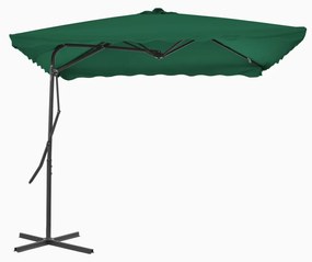 vidaXL Guarda-sol de exterior com poste em aço 250x250 cm verde