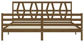 Estrutura cama c/ cabeceira 200x200cm maciço castanho-mel
