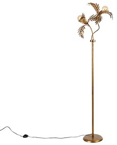 Candeeiro de pé vintage dourado 187 cm 2 luzes - Botanica Rústico