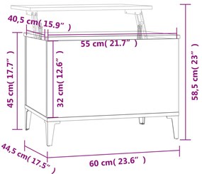 Mesa centro 60x44,5x45 cm derivados de madeira branco brilhante