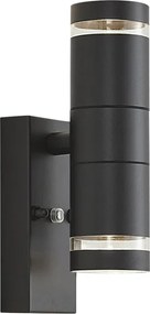 Candeeiro de Parede Exterior Moderno Preto 2-Luzes IP44 com Sensor Crepuscular - Dubbla
