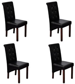 Cadeiras de jantar 4 pcs couro artificial preto