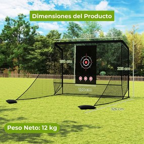 Rede de treino de golfe com redes laterais amovíveis, tecido branco e saco de transporte portátil para uso interior e exterior, 305 x 326 x 225 cm