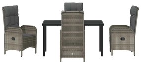 Conjunto de jantar para o jardim com 5 peças em rattan poligrey