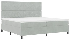 Cama Box com Colchão e Luz LED Cinza Claro 200x200 cm Veludo