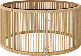 Outsunny Mesa Auxiliar em Polyrattan Mesa de Café com Tampo de Vidro Temperado Mesa de Jardim com Estrutura em Aço 70 x 70 x 33 cm Marrom | Aosom Portugal