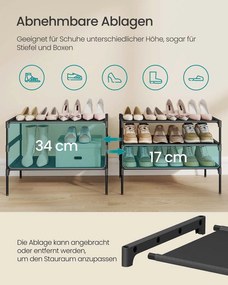 Sapateira com vários níveis 29,7 x 62,3 x 53,5 cm, economiza espaço para o corredor e a área de entrada Preto