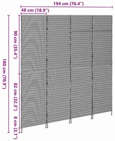 Divisor de Ambiente 4 Painéis Dobrável Bege 196x180 cm Polyrattan